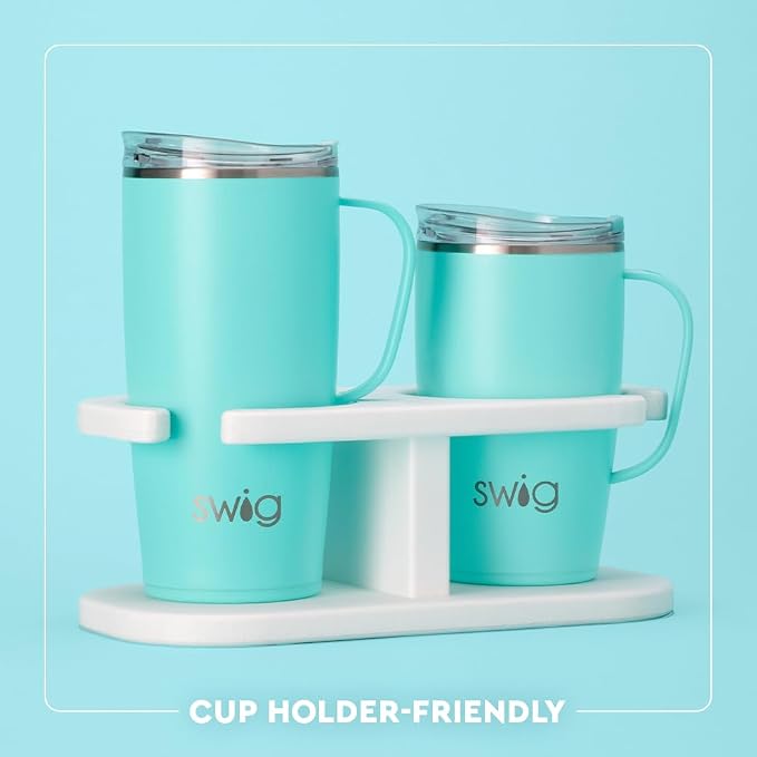 Swig Life 18oz Insulated Travel Mug with Handle & Lid, Candy Crush | Triple Insulated Stainless Steel - Handle & Lid Included - Keeps Coffee Hot or Cold - Cup Holder Friendly