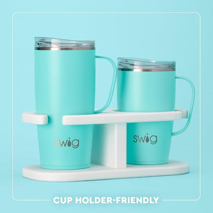 Swig Life 22oz Insulated Travel Mug with Handle & Lid, Teacher Life | Triple Insulated Stainless Steel - Handle & Lid Included - Keeps Coffee Hot or Cold - Cup Holder Friendly
