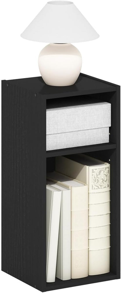 Furinno Fulda 2-Tier Space Saving Storage Shelf Bookcase, 10-Inch Width, Blackwood