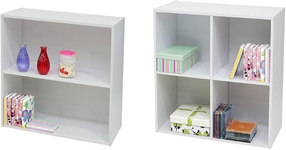 KB Designs Bookcase and Storage Organizer Bundle (2 and 4 Cube) - White