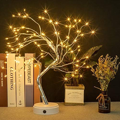Lake Industries 20" LED Firefly Tree Lights | Bonsai - Bedroom, Desk Top, Table Lamp Decoration | USB/Battery Operated | Touch Switch | DIY Adjustable Branches | Home Party Holiday | Warm Lighting