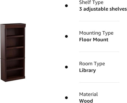 Sauder Heritage Hill Library/Book shelf, L: 29.80" x W: 12.99" x H: 71.26", Classic Cherry finish