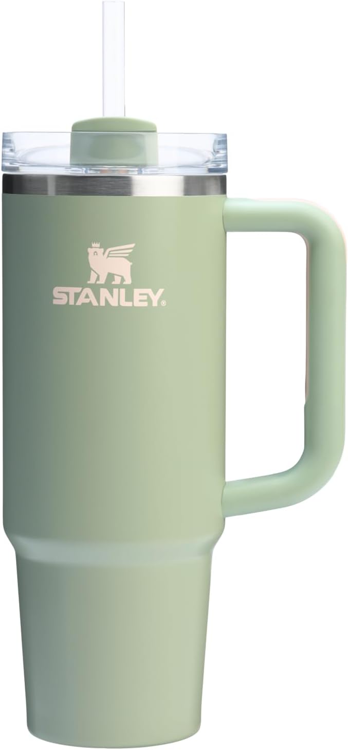 STANLEY Quencher H2.0 Flow State Tumbler, 30 oz, Lichen | Handle and Straw | 3-Position Lid | Cup Holder Compatible for Travel | Insulated Stainless Steel Cup | BPA-Free