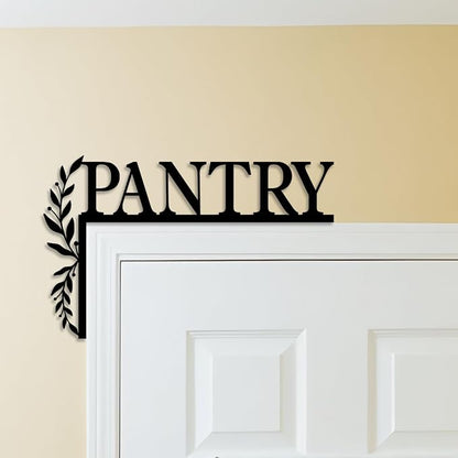 LIYOUYA Metal Pantry Flower Door Topper, door Sign, Door Corner Decor, Black Metal Wall Art, Simple Home Decor - For Kitchen (Black)
