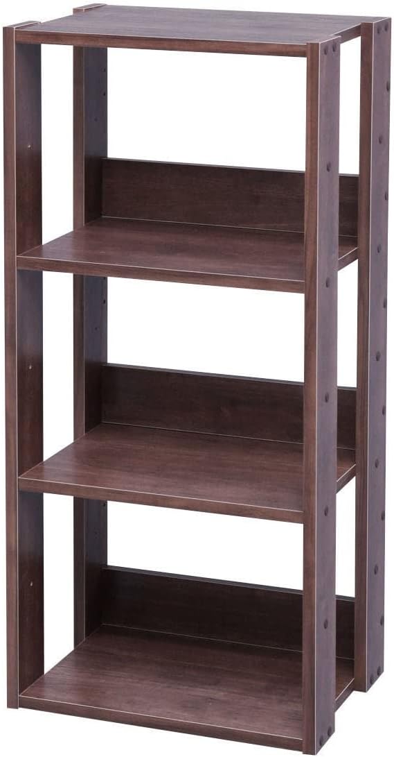 IRIS USA 3-Tier 16" Medium Open Wooden Bookshelf with Adjustable Shelves, Easy Assembly Bookcase Farmhouse Shelf for Small Spaces Bedroom Office Living Room Indoor, Brown