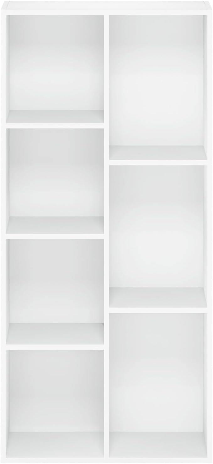 Furinno Luder Bookcase / Book / Storage , 7-Cube, White