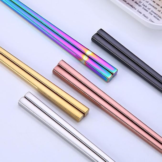 4 Pairs 9 Inches Stainless Steel Chopsticks, Reusable Japanese Chinese Chop Sticks for Noodles,Ramen，Sushi,Sashimi, Rice and Asian Special