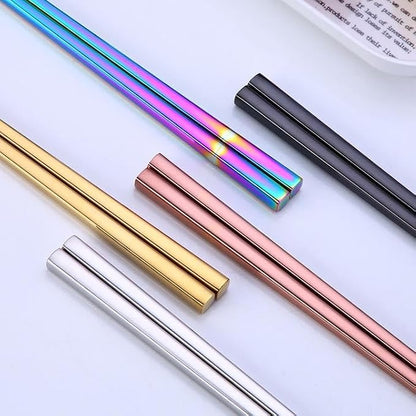 4 Pairs 9 Inches Stainless Steel Chopsticks, Reusable Japanese Chinese Chop Sticks for Noodles,Ramen，Sushi,Sashimi, Rice and Asian Special
