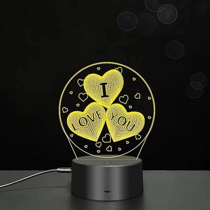 I Love You 3D Night Light, USB Charging LED Table Lamp Wife's Gifts 7 Color Changing Optical Illusion Valentine's Day Present for Girlfriends Boyfriends Wife Husband