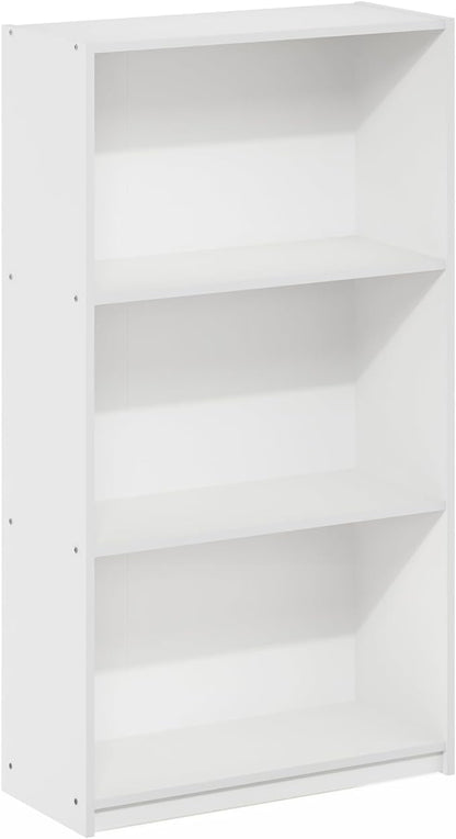 Furinno Basic 3-Tier Bookcase Storage Shelves, White/White