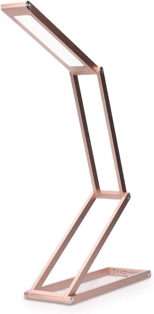 kwmobile Foldable LED Desk Lamp - Folding Portable USB Table Light with 3 Brightness Settings - for Home, Reading, Studying, Work, Travel - Rose Gold