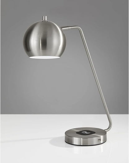 Adesso 5131-22 Emerson Desk Lamp Wireless Charging, 7W LED, 5W QI, USB Port, Indoor Lighting Lamps