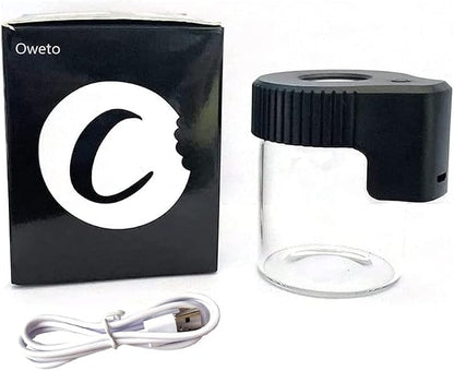 Led Transparent Glass Seal Storage Jar, Light-Up Magnifying Ornamental Glass Bottle (Black)