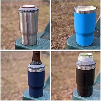 4 in 1 Stainless Steel Can/Bottle Insulator, 14oz Two-Way Lids SUS Insulated Can Cooler, Beer Bottle holder (Dark blue)
