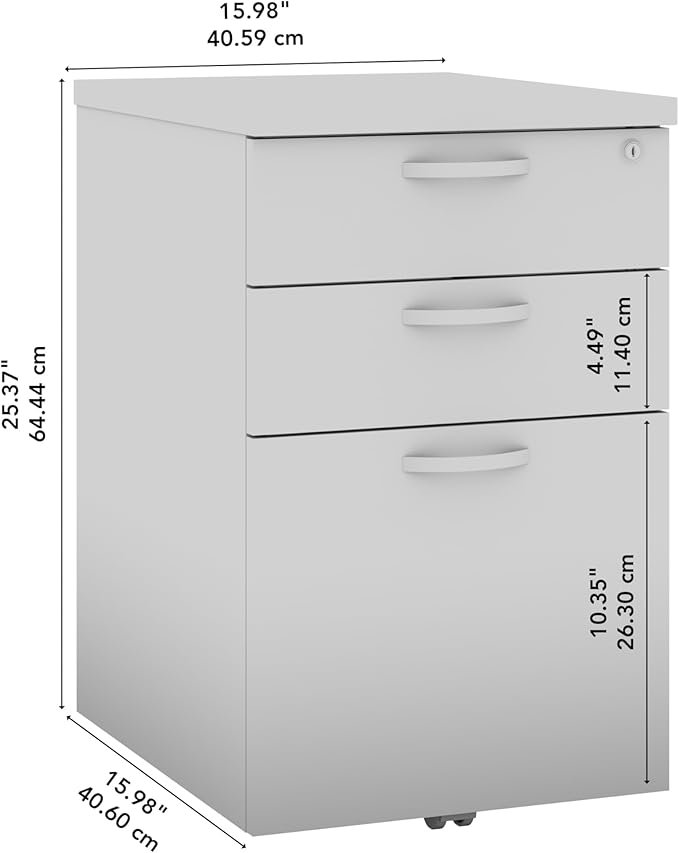 Bush Business Furniture Office in an Hour 3 Rolling File Cabinet | Mobile Under Desk Drawers for Letter, Legal, and A4-size Document Storage, Hansen Cherry