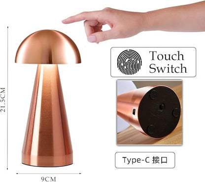 Cordless Metal Desk Lamp, Touch Sensor Control LED Table Lamp,3 Color Stepless Dimmable Battery Powered Lamp (Rose Gold)