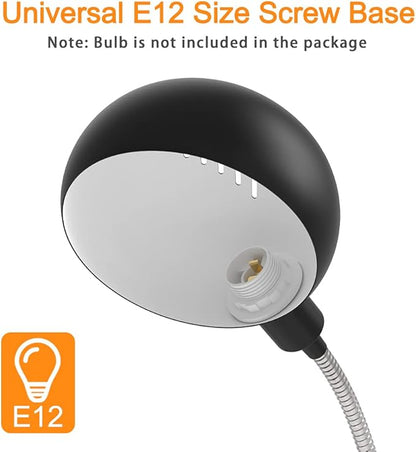 LEPOWER Metal Desk Lamp, Flexible Goose Neck Table Lamp, Eye-Caring Study Desk Lamp with E12 Lamp Base, Adjustable Desk Lamp for Living Room, Bedroom, Study Room and Home Office (Black)