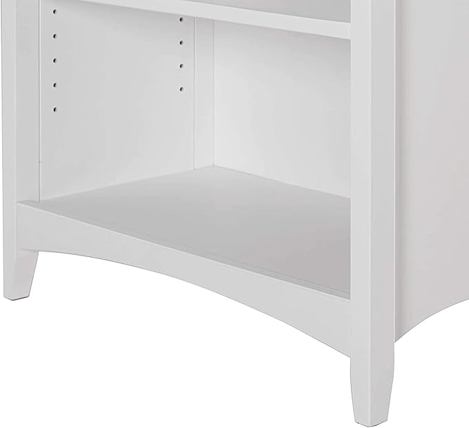 Shaker Style 3 Shelf Bookcase / Solid Wood / 36" High / Adjustable Shelving / Closed Back / Display Bookshelf for Living Room, Bedroom, Home and Office, White