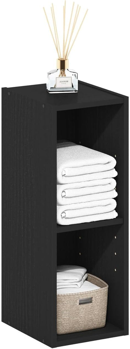 Furinno Fulda 2-Tier Space Saving Storage Shelf Bookcase, 8-Inch Width, Blackwood