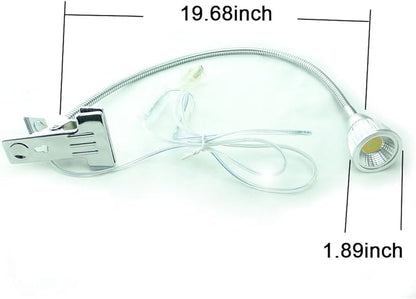5W 3 Colors LED COB Clip on Light Silver 19.68 INCH 50 CM Tube Desk Flexible Table Bed Lamp Work Home Design lighting 110V 220V 85V - 265V AC with US Plug switch on off 500LM (Silver)