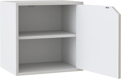 Storage Cube 2 Tires White Stackable Storage Shelf with Door, Cubby Organizer Wooden Display Shelf Closet Organizer,Modern Cubical Bookcase Small Storage Cabinet for Living Room Bedroom
