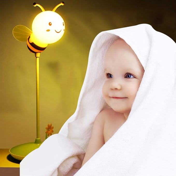Cute Bumblebee LED Desk Lamp Touch Control Dimming 3 Brightness and 360°Flexible Gooseneck Eye-Care USB Rechargeable Lamp for Teens