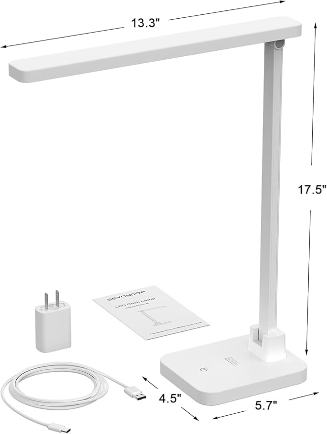 LED Desk Lamp, Dimmable Desk Light Touch Control with 4 Brightness Level, Eye Caring Reading Lamp, Desk Lamps for Home Office, Foldable Table Lamp for Study Dorm School students college Gifts
