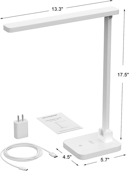 LED Desk Lamp, Dimmable Desk Light Touch Control with 4 Brightness Level, Eye Caring Reading Lamp, Desk Lamps for Home Office, Foldable Table Lamp for Study Dorm School students college Gifts