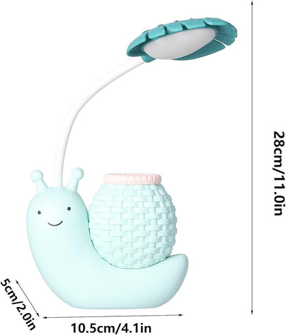 LED Desk Lamp with Pen Holder Cartoon Holder Multiple Function USB Charging Cute Desk Light for Students Kids(Blue)