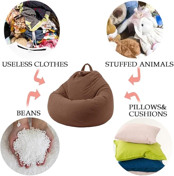 Stuffed Animal Storage Bean Bag Chair Cover (No Filler) Washable Ultra Soft Corduroy Bean Bag Cover for Organizing Plush Toys, Bean Bag for Adults