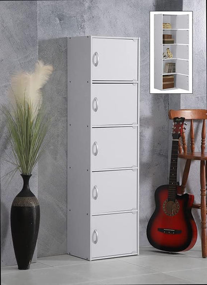 HODEDAH IMPORT Bookcase, White, 5 Door