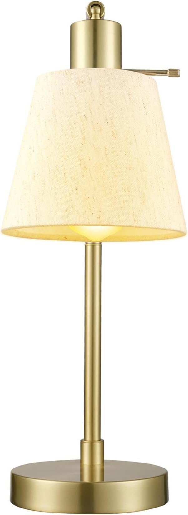 Globe Electric 61000057 16" Desk Lamp, Matte Brass Finish, White Linen Shade, Pivot Joint, On/Off Rotary Switch on Socket, E26 Base Bulb, Lamp for Living Room, Home Office, Home Improvement