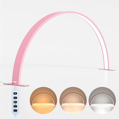 Charme Princesse 30in Half Moon Lamp 48W Half Moon Nail Desk Lamp 1600 Lumen LED Lash Light 3 Color Temperature Lash Lamp for Lashes Eyelash Extensions Tattoo Skin Care (Pink) M18S-14-US