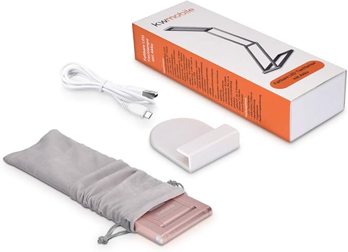 kwmobile Foldable LED Desk Lamp - Folding Portable USB Table Light with 3 Brightness Settings - for Home, Reading, Studying, Work, Travel - Rose Gold