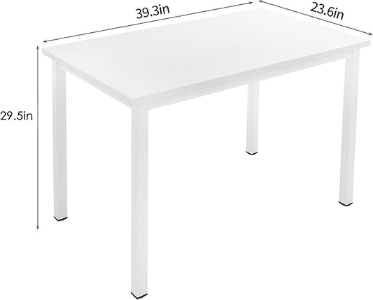 SogesGame Small Computer Desk, 39.4 inches Small Office Desk Computer Table Study Writing Desk Workstation for Home Office,White