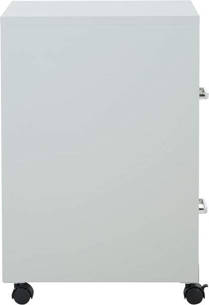 OSP Home Furnishings 2 Drawer Mobile Locking Metal File Cabinet, Grey