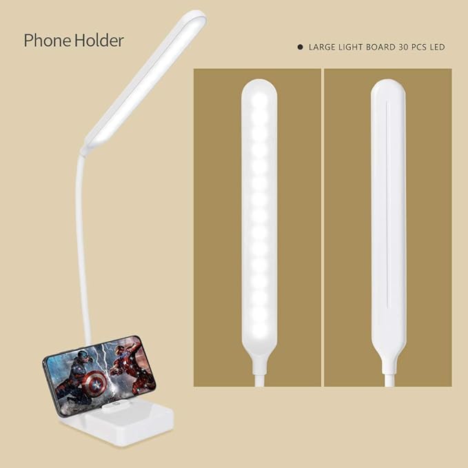 Cordless Desk Table Lamp Reading Light Rechargeable Battery 2200m,Touch 3 LED Modes,Dimmable,Small,Gooseneck, Highest 17.7",Lamp for Kids Bedroom Bedside