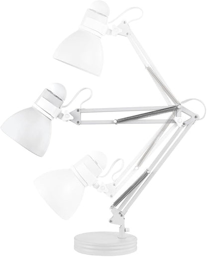Globe Electric 52024 28" Swing Arm Desk Lamp, Matte White, On/Off Rotary Switch on Shade, Partially Adjustable Swing Arm, Home Office Accessories, Lamp for Bedroom, Home Improvement, Home Décor