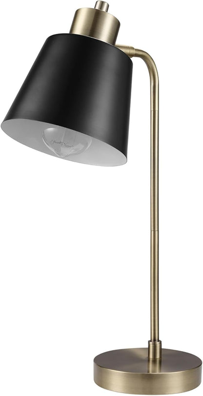 Globe Electric 61000055 18" Desk Lamp, Matte Brass Finish, Matte Black Metal Shade, Pivot Joint, On/Off Rotary Switch on Shade, E26 Base Bulb, Lamp for Living Room, Home Office