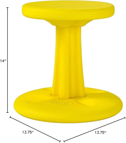 Kore Kids Wobble Chair - Flexible Seating Stool for Classroom & Elementary School, ADD/ADHD - Made in The USA - Age 6-7, Grade 1-2, Yellow (14in)