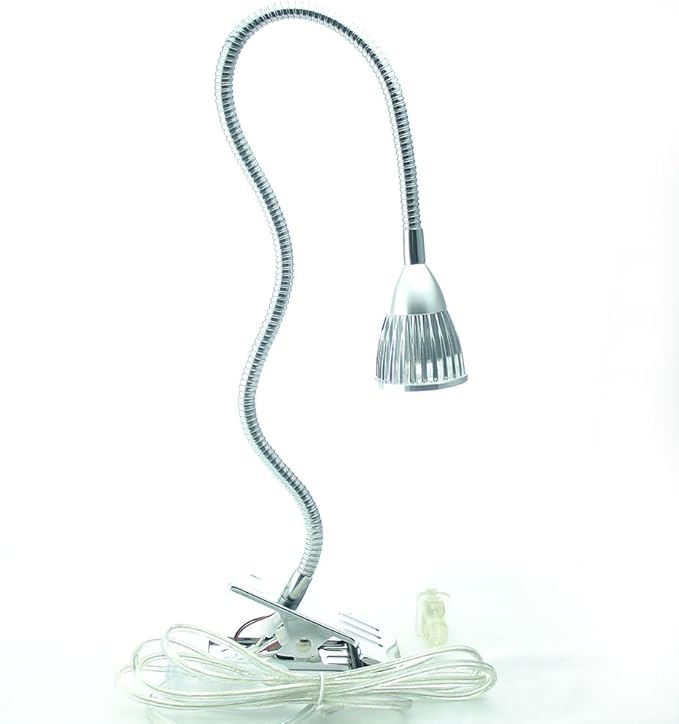 5W 5x1W Warm White 19.68inch Clamp Clip on Gooseneck High Power LED Desk Table Light Lamp Ultra Bright Silver