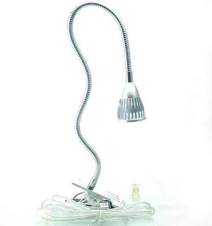 5W 5x1W Warm White 19.68inch Clamp Clip on Gooseneck High Power LED Desk Table Light Lamp Ultra Bright Silver