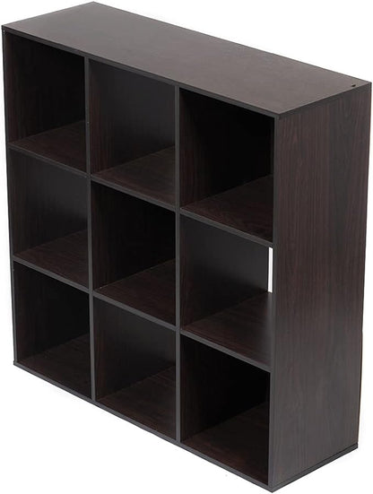 Home Basics 9-Cube Storage Organizer with 11" Shelf Opening Espresso MDF Bookcase and Display Shelf | Open and Closed Back Combination | Horizontal or Vertical Orientation