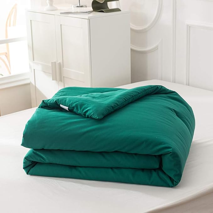 Green Comforter Set Queen Dark Green Bedding Set Soft Lightweight Pure Emerald Green Comforter Men Women Durable Green Queen Blanket Breathable Green Comforter Set Solid Green Bed Comforter
