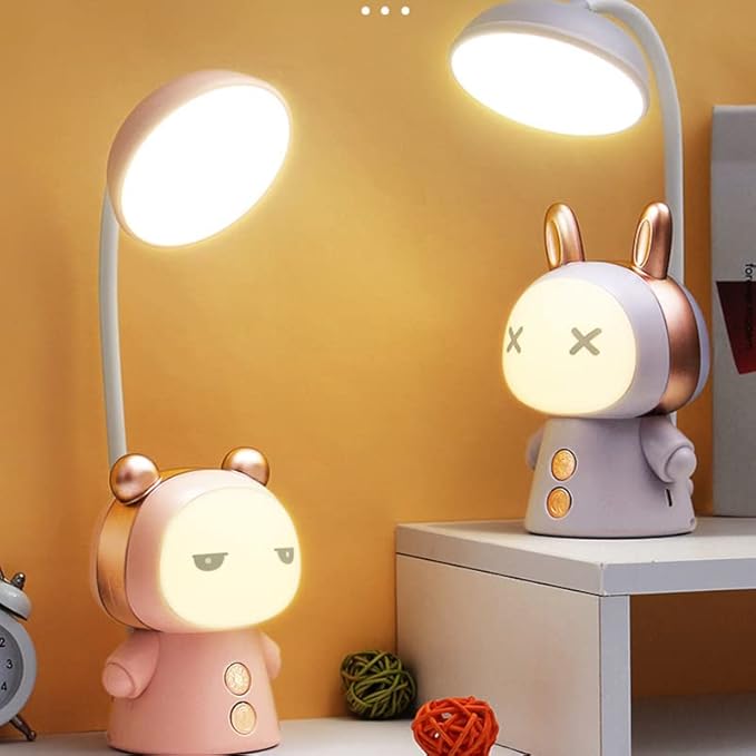 Cartoon Led Desk Lamp Fun Cute Learning Folding Rechargeable Eye Protection Student Children Kids Reading Night Light Bedside Gradient Colour