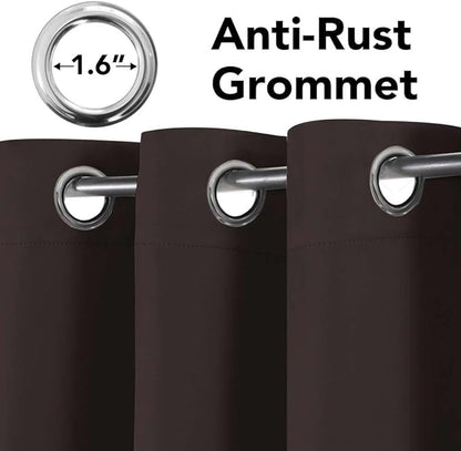 H.VERSAILTEX Blackout Curtains for Bedroom Thermal Insulated Room Darkening Living Room Curtains 63 Inch Long Grommet Privacy Protection Window Curtain Panels/Drapes, 2 Panels, Chocolate Brown