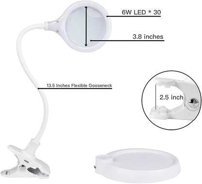 5X Magnifying Lamp，Lighted Magnifying Glass with Light and Stand Hands Free, Desk Magnifying Light, LED Magnifier Work Lamp for Reading, Crafts, Sewing, Hobbies.
