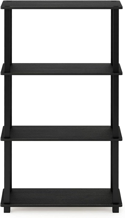 Furinno 4-Tier Shelf Display Rack and 3-Tier Double Storage Display Rack Bundle, Square and Round Tubes