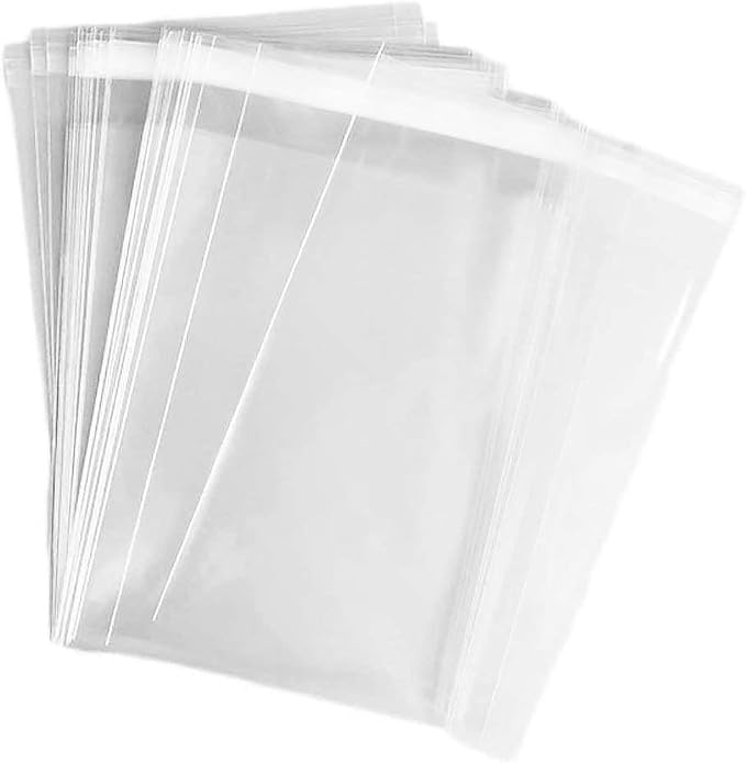 100 pcs Clear 9" x 12" Self Seal Cello Cellophane Bags Resealable Adhensive Plastic Bags 1.4 mils OPP Bag for Packaging Clothing, T Shirts, Art Printings ,A4 Paper, Party Decorative Gift,Acid Free