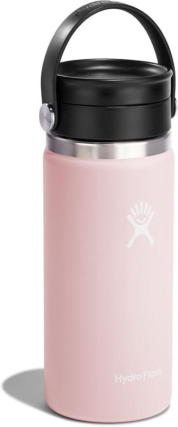 Hydro Flask Water Bottle - Insulated Stainless Steel - Wide Mouth Flex Sip, Non Spill, Leakproof and Refillable in 16 Oz Trillium Pink